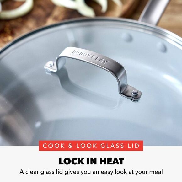 Open Box - Bobby Flay - 4.5qt Ceramic Nonstick Aluminum Saute P Blue - Picture 6 of 8